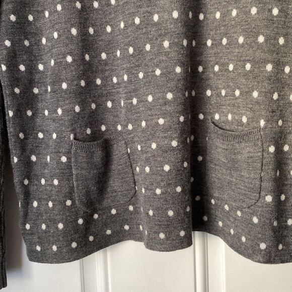 Loft Wool Blend Gray Crew Neck Polka dot Sweater Size Large - Picture 6 of 12